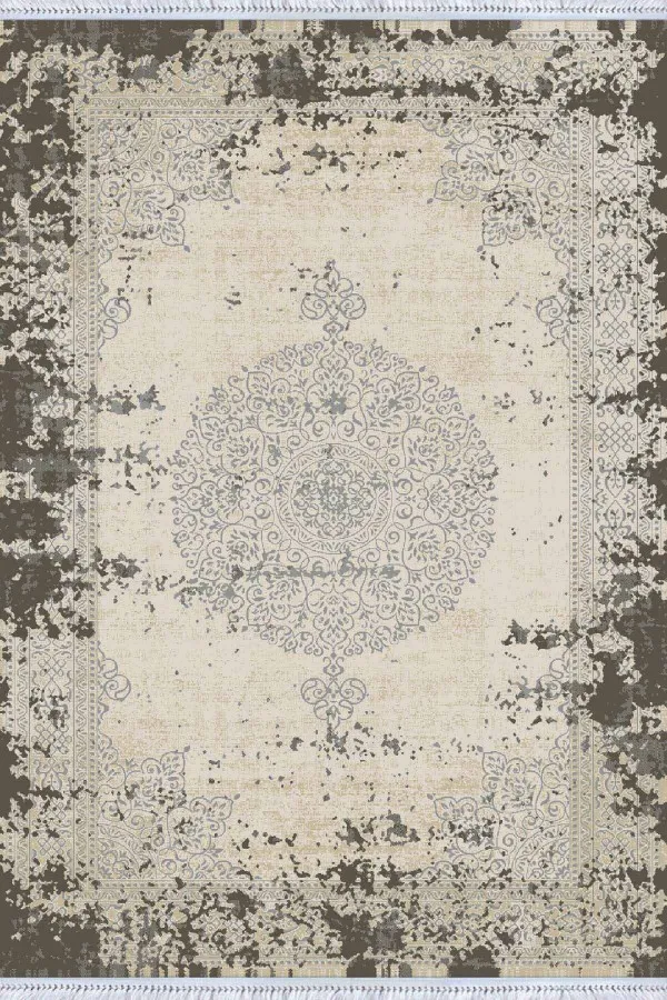 Kilim 200X300 Krem Klasik Göbekli Dokuma Pamuk Taban Kaymaz Kilim KLM056