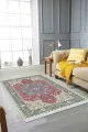 Pamuklu Kilim Yolluk Pembe Klasik Göbekli Dokuma Pamuk Taban Kaymaz Kilim KLM226