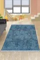 Kilim Desenli Halı Fiyatları Mavi Vintage Dokuma Pamuk Tabanlı Kaymaz Kilim KLM235