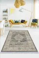Balkon İcin Kilim Gri Klasik Göbekli Dokuma Pamuk Taban Kaymaz Kilim KLM283