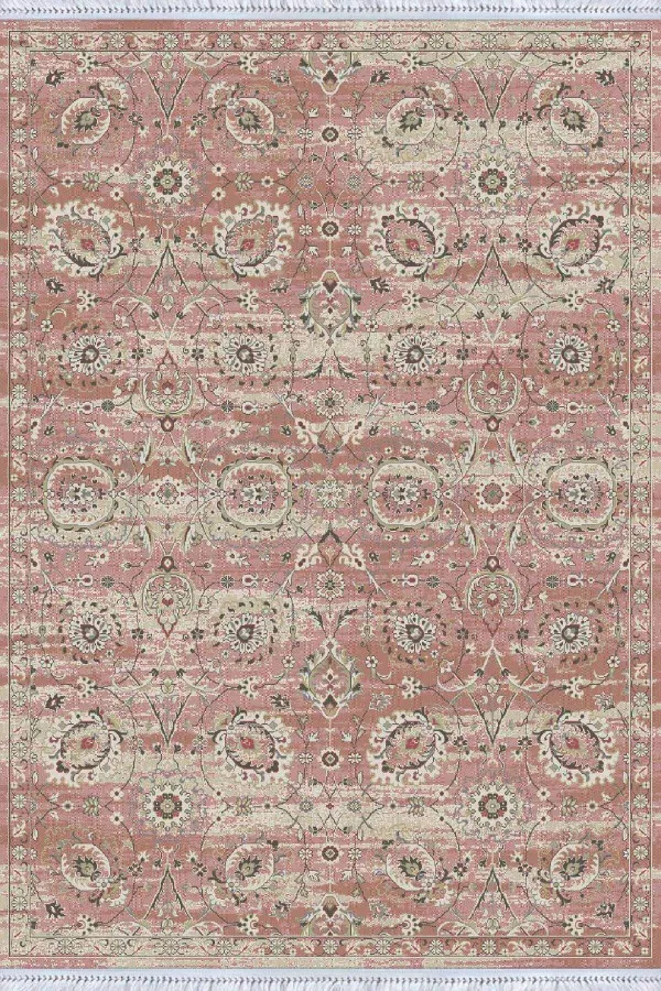 Pamuk Kilim Pembe Vintage Dokuma Pamuk Tabanlı Kaymaz Kilim KLM304