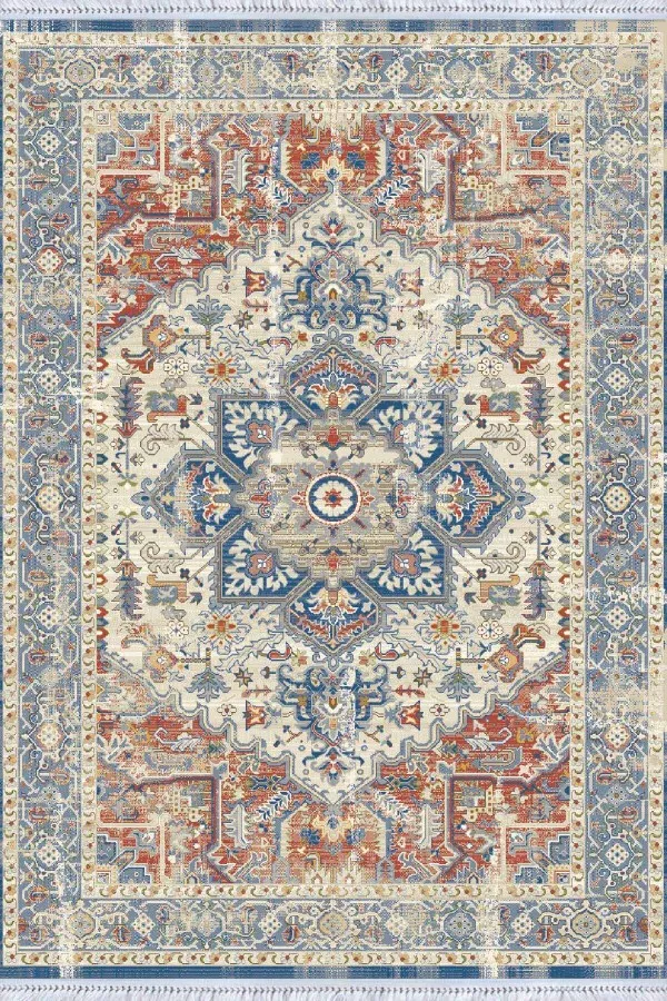 Kaymaz Kilim Halı Kiremit Göbekli Dokuma Pamuk Taban Kaymaz Kilim KLM329