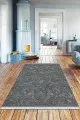 Halı Kilim Fiyatları Gri Vintage Dokuma Pamuk Tabanlı Kaymaz Kilim KLM357