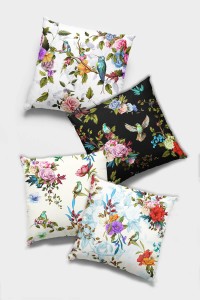 Çok Renkli Kuşlu Çift Taraflı 4'lü Set Kırlent Kılıfı 4KR002 Çok Renkli Kuşlu Çift Taraflı 4'lü Set Kırlent Kılıfı 4KR002