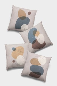 Bej Modern Desenli Çift Taraf 4'lü Set Kırlent Kılıfı 4KR005