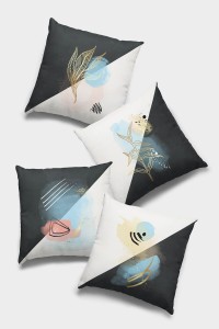 Siyah Modern Çift Taraflı 4'lü Set Kırlent Kılıfı 4KR032 Siyah Modern Çift Taraflı 4'lü Set Kırlent Kılıfı 4KR032