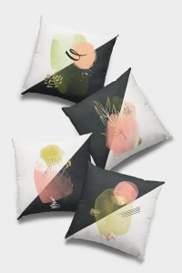 Füme Geometrik Çift Taraflı 4'lü Set Kırlent Kılıfı 4KR035 Füme Geometrik Çift Taraflı 4'lü Set Kırlent Kılıfı 4KR035