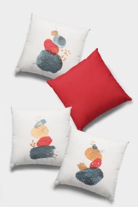 Kırmızı Modern Çift Taraflı 4'lü Set Kırlent Kılıfı 4KR045 Kırmızı Modern Çift Taraflı 4'lü Set Kırlent Kılıfı 4KR045