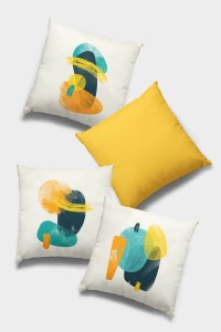 Sarı Modern Çift Taraflı 4'lü Set Kırlent Kılıfı 4KR046 Sarı Modern Çift Taraflı 4'lü Set Kırlent Kılıfı 4KR046