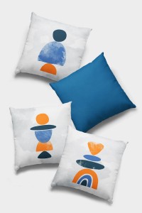 Mavi Modern Çift Taraflı 4'lü Set Kırlent Kılıfı 4KR053 Mavi Modern Çift Taraflı 4'lü Set Kırlent Kılıfı 4KR053