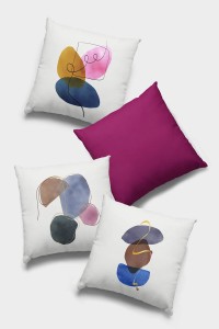 Fuşya Modern Çift Taraflı 4'lü Set Kırlent Kılıfı 4KR055 Fuşya Modern Çift Taraflı 4'lü Set Kırlent Kılıfı 4KR055