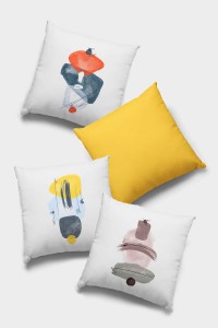 Sarı Modern Çift Taraflı 4'lü Set Kırlent Kılıfı 4KR060 Sarı Modern Çift Taraflı 4'lü Set Kırlent Kılıfı 4KR060