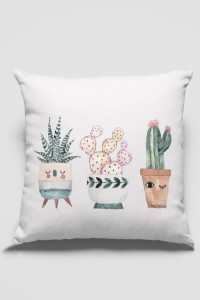 Ekru Kaktüslü Çift Taraflı Yastık Kırlent Kılıfı KRL034 Ekru Kaktüslü Çift Taraflı Yastık Kırlent Kılıfı KRL034