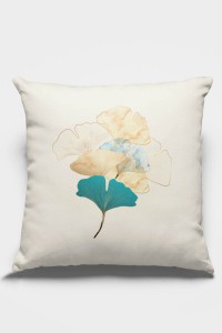 Turkuaz Yapraklı Çift Taraflı Yastık Kırlent Kılıfı KRL049