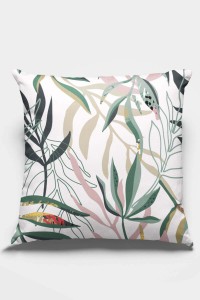 Yeşil Yaprak Desenli Çift Taraflı Kırlent Kılıfı KRL083 Yeşil Yaprak Desenli Çift Taraflı Kırlent Kılıfı KRL083