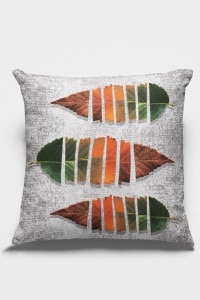 Gri Yaprak Desenli Çift Taraflı Kırlent Kılıfı KRL098 Gri Yaprak Desenli Çift Taraflı Kırlent Kılıfı KRL098