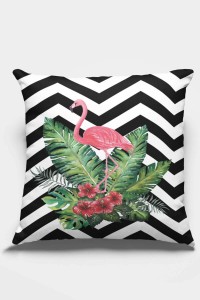 Pembe Flamingolu Çift Taraflı Yastık Kırlent Kılıfı KRL099 Pembe Flamingolu Çift Taraflı Yastık Kırlent Kılıfı KRL099