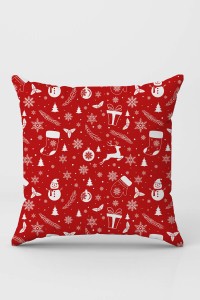 Kırmızı Yeni Yıl Temalı Çift Taraflı Kırlent Kılıfı KRL1031 Kırmızı Yeni Yıl Temalı Çift Taraflı Kırlent Kılıfı KRL1031