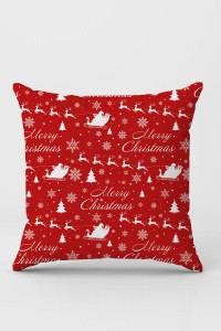 Kırmızı Yeni Yıl Çift Taraflı Yastık Kırlent Kılıfı KRL1037 Kırmızı Yeni Yıl Çift Taraflı Yastık Kırlent Kılıfı KRL1037