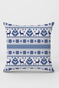 Mavi Yılbaşı Temalı Çift Taraflı Kırlent Kılıfı KRL1041 Mavi Yılbaşı Temalı Çift Taraflı Kırlent Kılıfı KRL1041