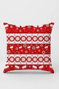 Kırmızı Yeni Yıl Çift Taraflı Kırlent Yastık Kılıfı KRL1051 Kırmızı Yeni Yıl Çift Taraflı Kırlent Yastık Kılıfı KRL1051