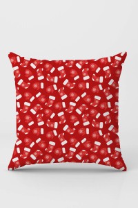 Kırmızı Yılbaşı Çift Taraflı Yastık Kırlent Kılıfı KRL1055 Kırmızı Yılbaşı Çift Taraflı Yastık Kırlent Kılıfı KRL1055