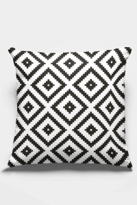 Siyah Karo Desen Çift Taraflı Yastık Kırlent Kılıfı KRL108 Siyah Karo Desen Çift Taraflı Yastık Kırlent Kılıfı KRL108