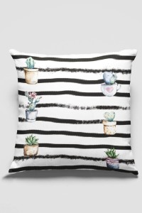 Siyah Kaktüslü Çift Taraflı Yastık Kırlent Kılıfı KRL118 Siyah Kaktüslü Çift Taraflı Yastık Kırlent Kılıfı KRL118