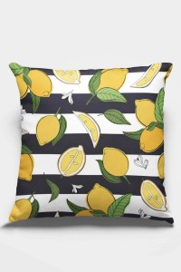 Sarı Limonlu Çift Taraflı Yastık Kırlent Kılıfı KRL124 Sarı Limonlu Çift Taraflı Yastık Kırlent Kılıfı KRL124
