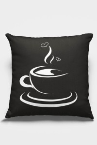 Siyah Fincanlı Çift Taraflı Yastık Kırlent Kılıfı KRL136 Siyah Fincanlı Çift Taraflı Yastık Kırlent Kılıfı KRL136