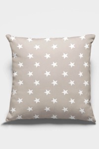 Bej Yıldızlı Çift Taraflı Yastık Kırlent Kılıfı KRL160 Bej Yıldızlı Çift Taraflı Yastık Kırlent Kılıfı KRL160