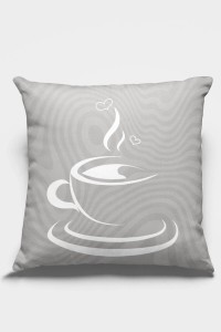 Gri Fincanlı Çift Taraflı Yastık Kırlent Kılıfı KRL163 Gri Fincanlı Çift Taraflı Yastık Kırlent Kılıfı KRL163