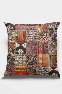 Turuncu Patchwork Çift Taraflı Yastık Kırlent Kılıfı KRL168 Turuncu Patchwork Çift Taraflı Yastık Kırlent Kılıfı KRL168