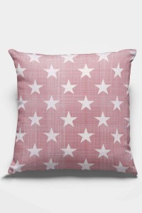 Pembe Yıldızlı Çift Taraflı Yastık Kırlent Kılıfı KRL199 Pembe Yıldızlı Çift Taraflı Yastık Kırlent Kılıfı KRL199