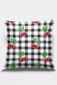 Kırmızı Kirazlı Çift Taraflı Yastık Kırlent Kılıfı KRL215 Kırmızı Kirazlı Çift Taraflı Yastık Kırlent Kılıfı KRL215