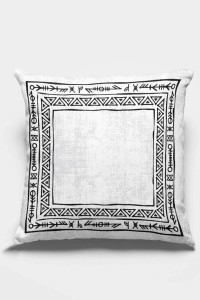 Beyaz Çerçeveli Çift Taraflı Yastık Kırlent Kılıfı KRL218 Beyaz Çerçeveli Çift Taraflı Yastık Kırlent Kılıfı KRL218