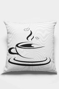 Beyaz Fincanlı Çift Taraflı Yastık Kırlent Kılıfı KRL285 Beyaz Fincanlı Çift Taraflı Yastık Kırlent Kılıfı KRL285