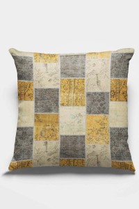 Sarı Patchwork Çift Taraflı Yastık Kırlent Kılıfı KRL296 Sarı Patchwork Çift Taraflı Yastık Kırlent Kılıfı KRL296