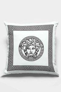 Beyaz Çerçeveli Çift Taraflı Yastık Kırlent Kılıfı KRL308