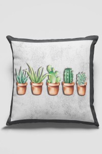 Gri Kaktüslü Çift Taraflı Yastık Kırlent Kılıfı KRL335 Gri Kaktüslü Çift Taraflı Yastık Kırlent Kılıfı KRL335