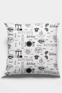 Beyaz Mutfak Çift Taraflı Yastık Kırlent Kılıfı KRL339 Beyaz Mutfak Çift Taraflı Yastık Kırlent Kılıfı KRL339