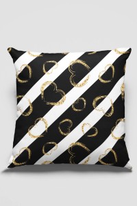 Siyah Kalp Desenli Çift Taraflı Yastık Kırlent Kılıfı KRL353 Siyah Kalp Desenli Çift Taraflı Yastık Kırlent Kılıfı KRL353