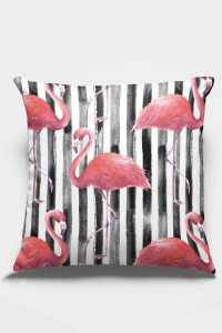 Pembe Flamingolu Çift Taraflı Yastık Kırlent Kılıfı KRL354 Pembe Flamingolu Çift Taraflı Yastık Kırlent Kılıfı KRL354