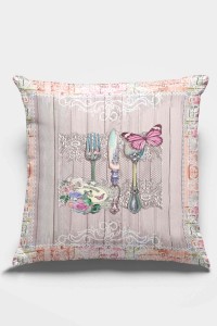 Pembe Kelebekli Çift Taraflı Yastık Kırlent Kılıfı KRL360 Pembe Kelebekli Çift Taraflı Yastık Kırlent Kılıfı KRL360