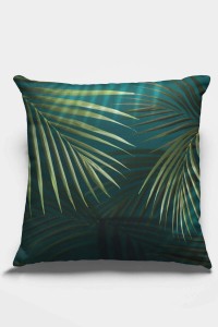 Zümrüt Yeşili Yapraklı Çift Taraflı Kırlent Kılıfı KRL438 Zümrüt Yeşili Yapraklı Çift Taraflı Kırlent Kılıfı KRL438