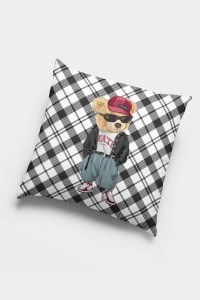 Siyah Mr.Teddy Bear Çift Taraflı Kırlent Kılıfı KRL892 Siyah Mr.Teddy Bear Çift Taraflı Kırlent Kılıfı KRL892