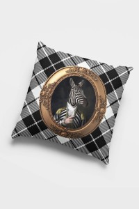 Zebra Kıyafetli Hayvanlar Çift Taraflı Kırlent Kılıfı KRL945 Zebra Kıyafetli Hayvanlar Çift Taraflı Kırlent Kılıfı KRL945