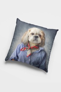 Köpek Kıyafetli Hayvanlar Çift Taraflı Kırlent Kılıfı KRL953 Köpek Kıyafetli Hayvanlar Çift Taraflı Kırlent Kılıfı KRL953