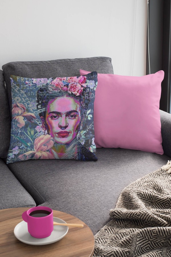 Çok Renkli Frida Kahlo Çift Taraflı Kırlent Kılıfı KRL966