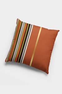 Turuncu Çizgili Çift Taraflı Yastık Kırlent Kılıfı KRL987